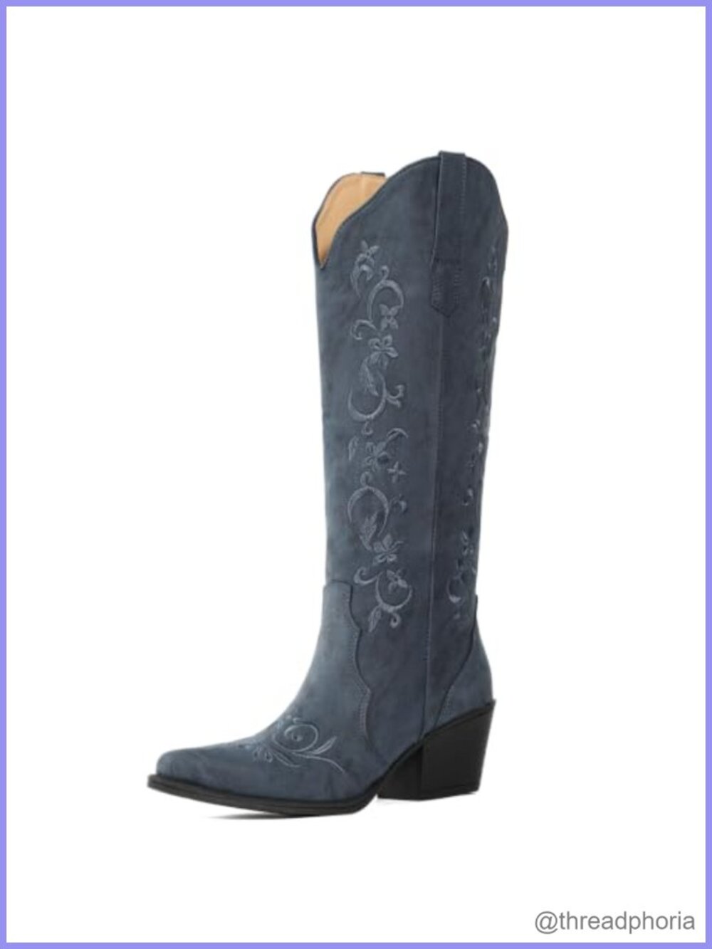 Western Cowboy Knee High Boots Faux Leather Snip Toe Women's